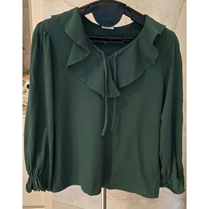 Forest Green Shirt with Ruffles - size 10-12